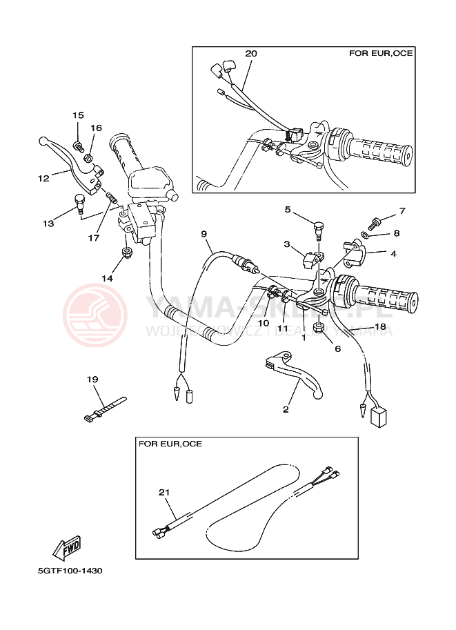Schemat "Kierownica i osprzęt" do Yamaha YFM600FWA