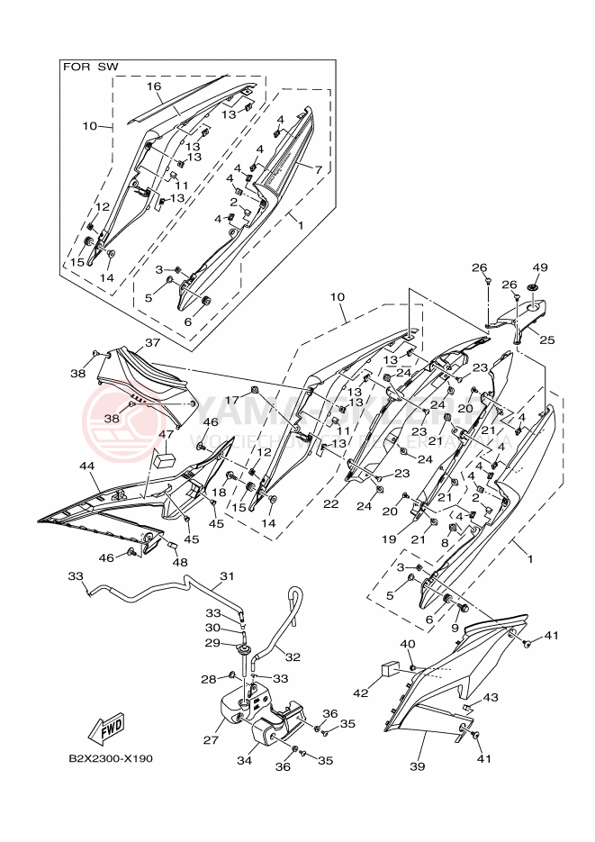 Schemat "Pokrywa boczna" do Yamaha YZF-R3