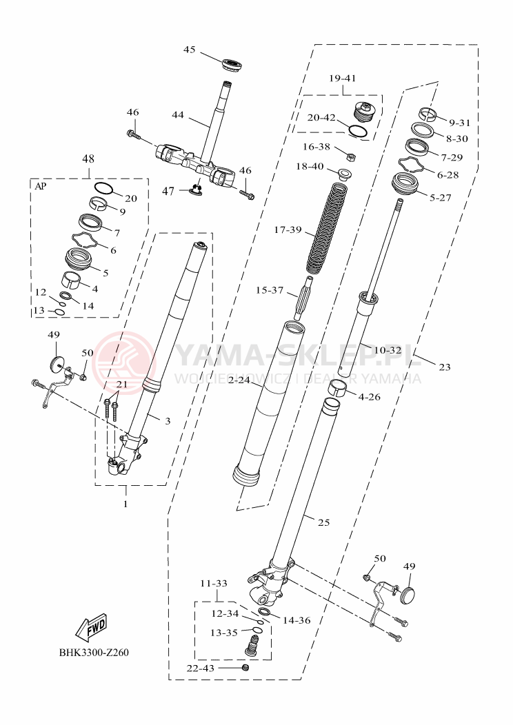 Schemat "Amortyzatory przód" do Yamaha TENERE 700 POLICE