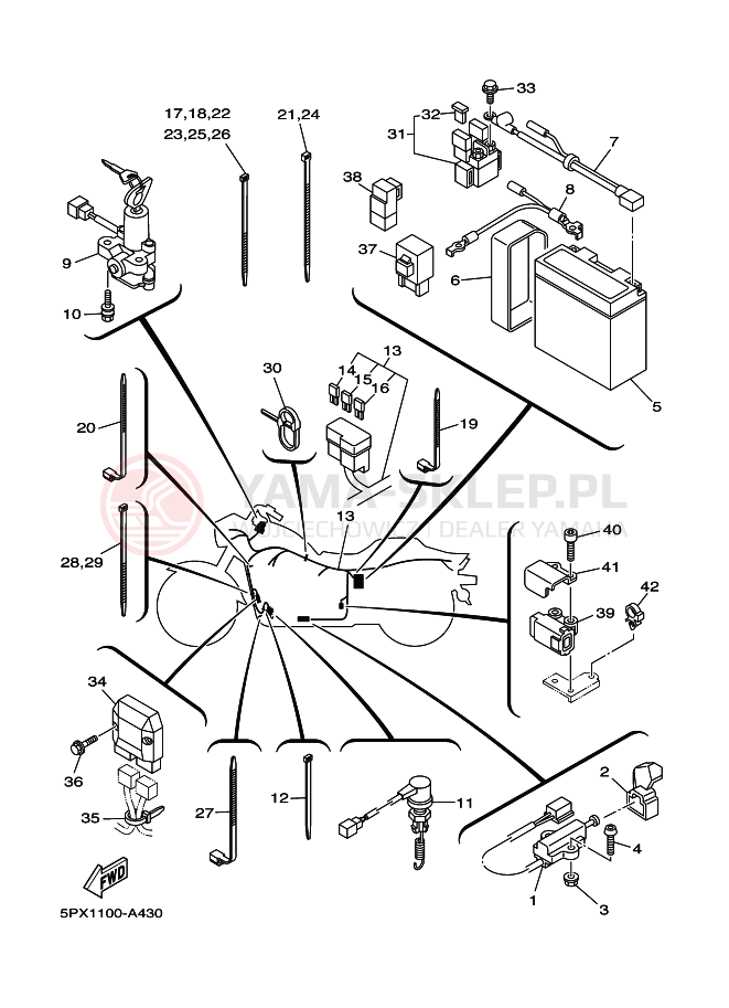 Schemat "układ elektryczny" do Yamaha XV1700PC XV17PC XV17PCP ROAD STAR WARRIOR