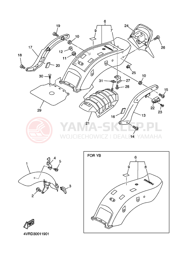 Schemat "błotnik" do Yamaha XVS650 DRAGSTAR