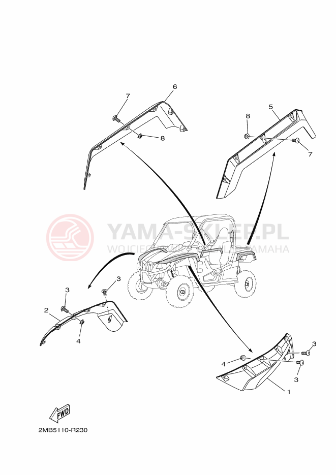 Schemat "błotnik" do Yamaha WOLVERINE R