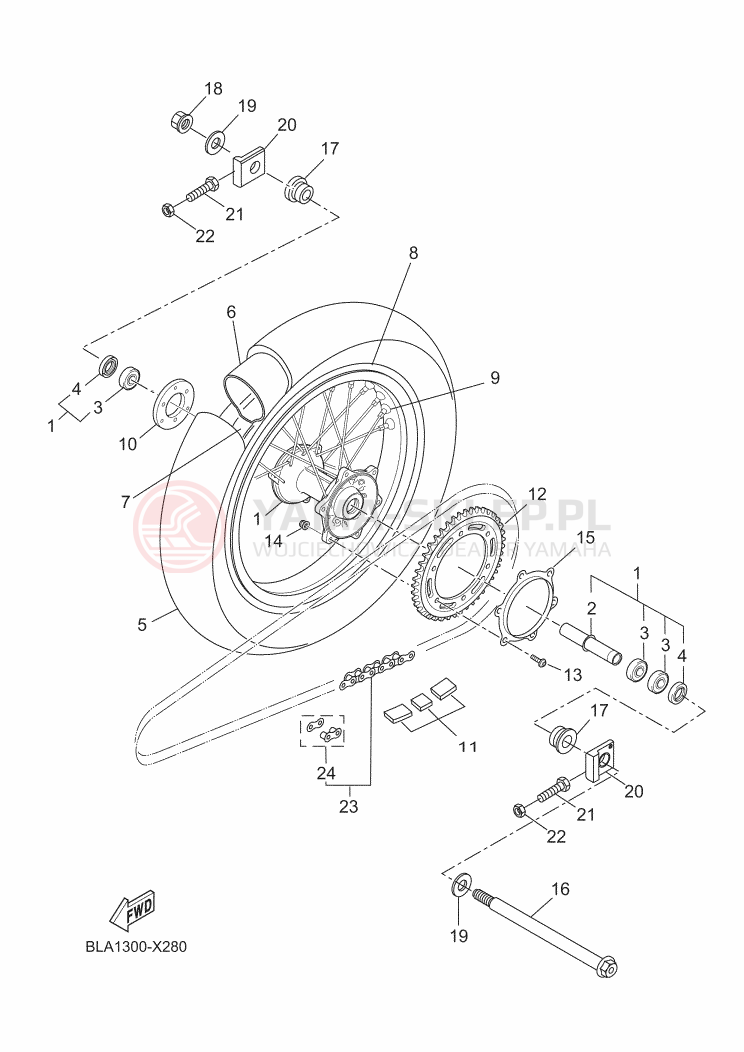 Schemat "Koło tył" do Yamaha MT125