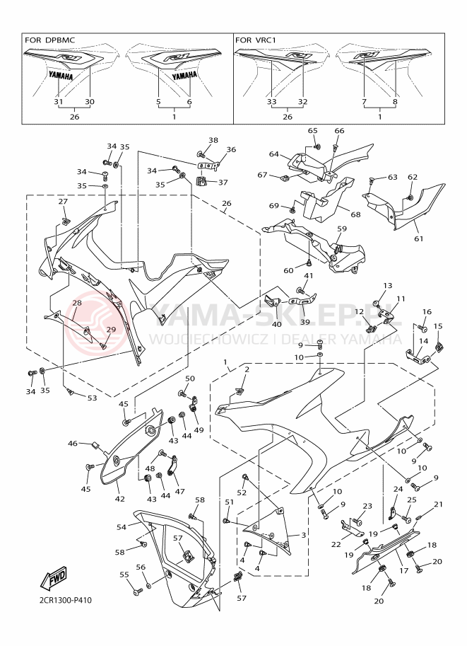 Schemat "POKRYWA SILNIKA 2" do Yamaha YZF-R1