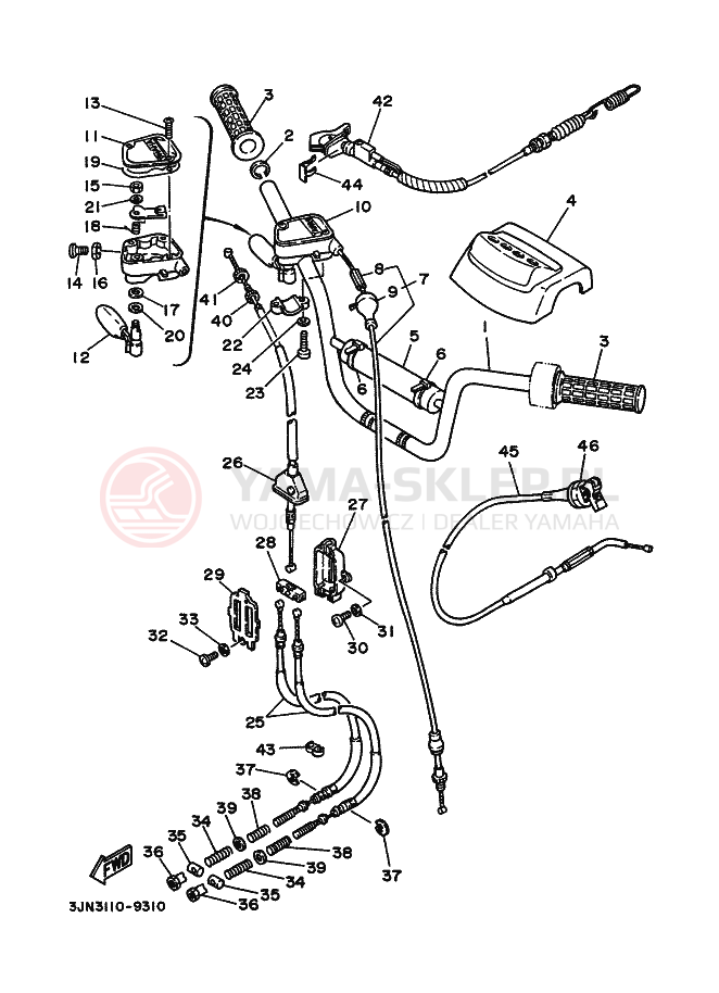 Schemat "Kierownica i osprzęt" do Yamaha YFU1T