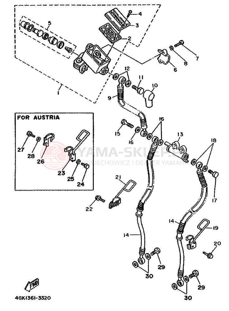 Schemat "Pompa hamulcowa przednia" do Yamaha XV750 VIRAGO