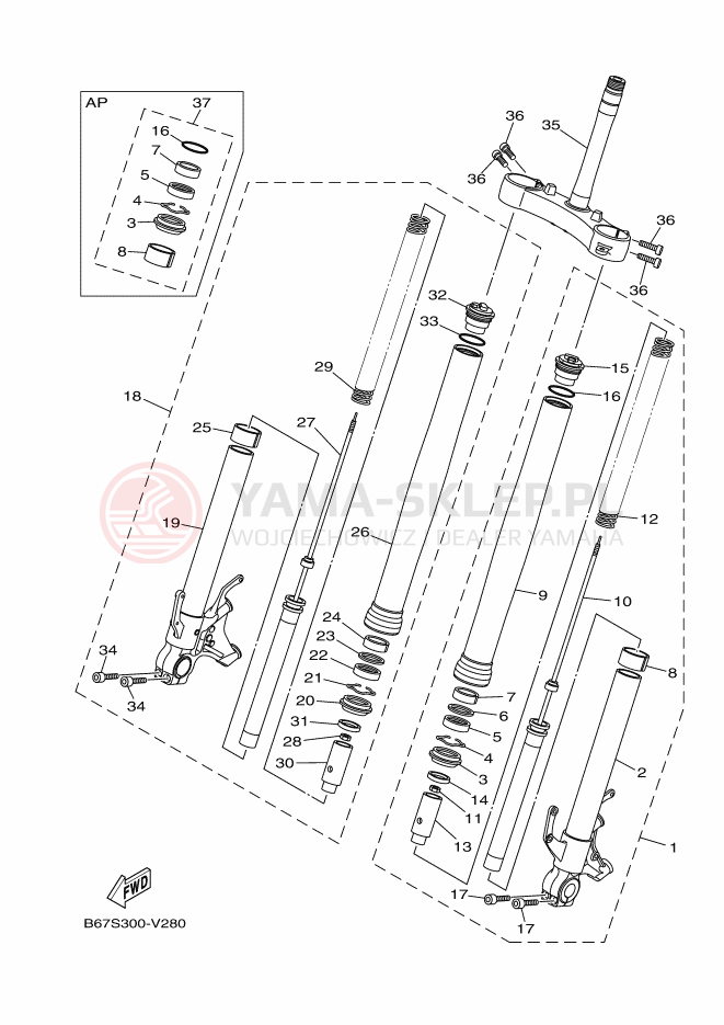Schemat "Amortyzatory przód" do Yamaha MT-10