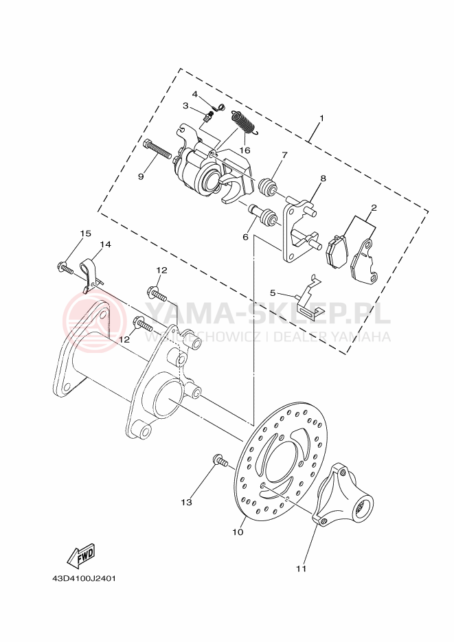 Schemat "Zacisk hamulcowy tylny" do Yamaha YFM90
