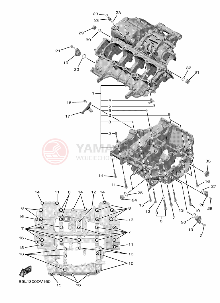 Schemat "Obudowa silnika" do Yamaha YZF-R1