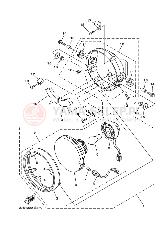 Schemat "Lampa przód" do Yamaha YBR125