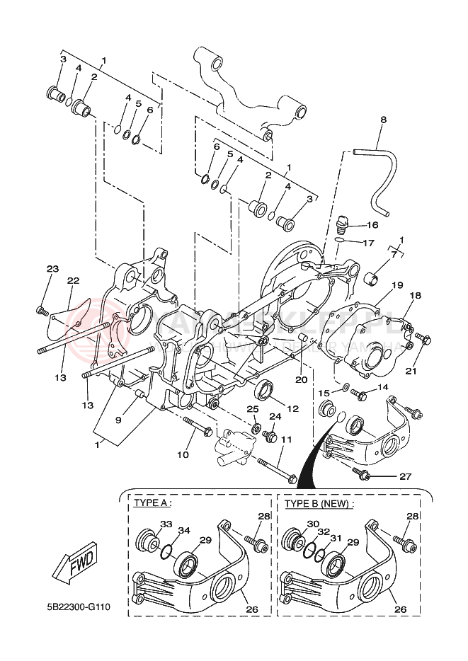 Schemat "Obudowa silnika" do Yamaha XCITY