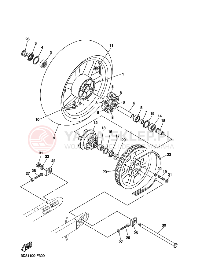 Schemat "Koło tył" do Yamaha XVS1300A