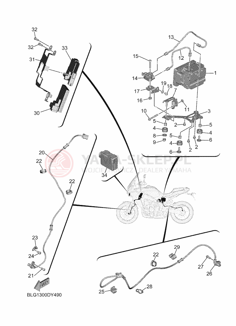 Schemat "układ elektryczny" do Yamaha TRACER 9 GT+