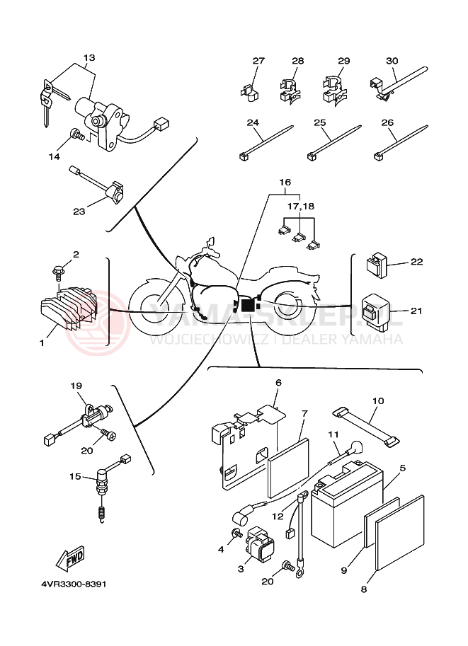 Schemat "układ elektryczny" do Yamaha XVS650 DRAGSTAR