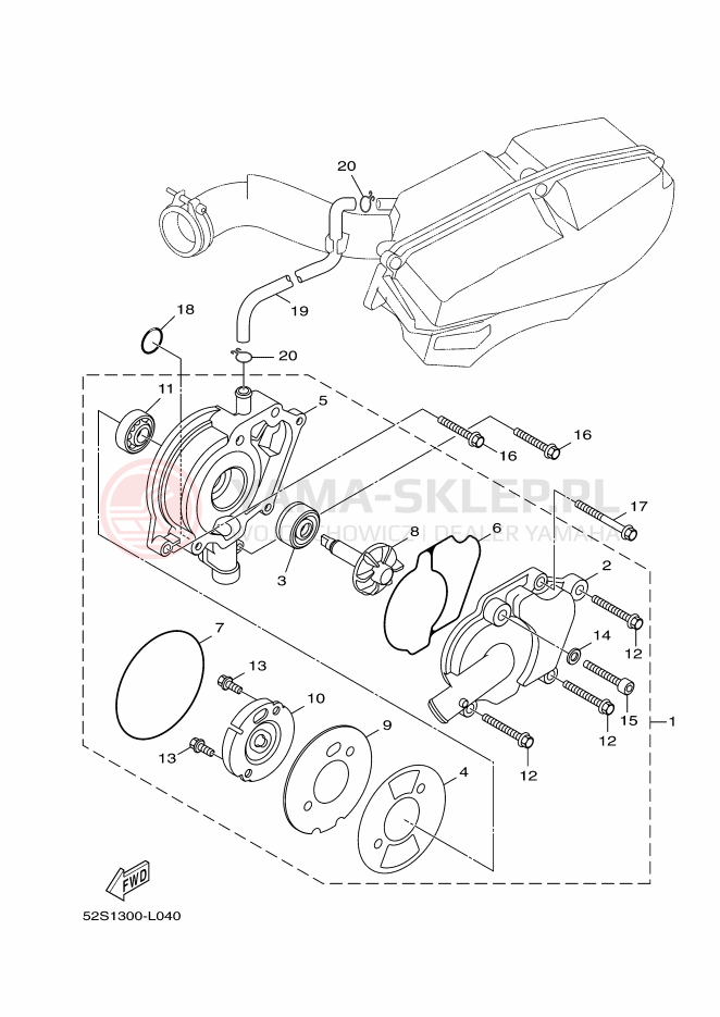 Schemat "Pompa wody" do Yamaha XENTER 125