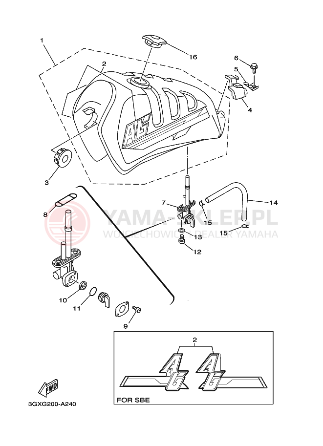 Schemat "zbiornik paliwa" do Yamaha AG200F