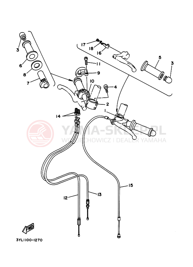 Schemat "Kierownica i osprzęt" do Yamaha TZ250