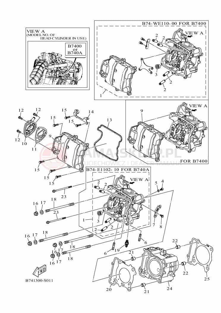 Schemat "cylinder" do Yamaha XMAX 300
