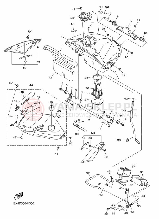 Schemat "zbiornik paliwa" do Yamaha YZF-R1