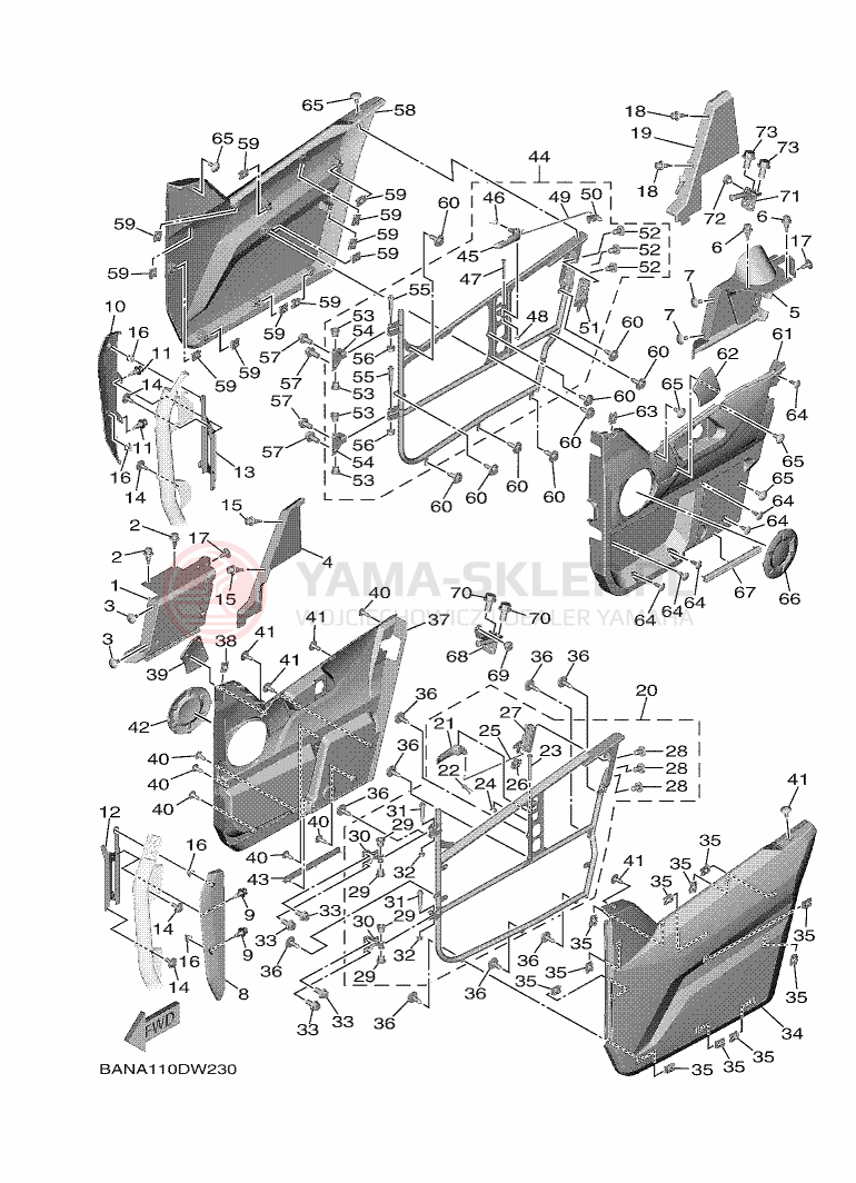 Schemat "Pokrywa boczna" do Yamaha WOLVERINE X2 EPS R-SPEC