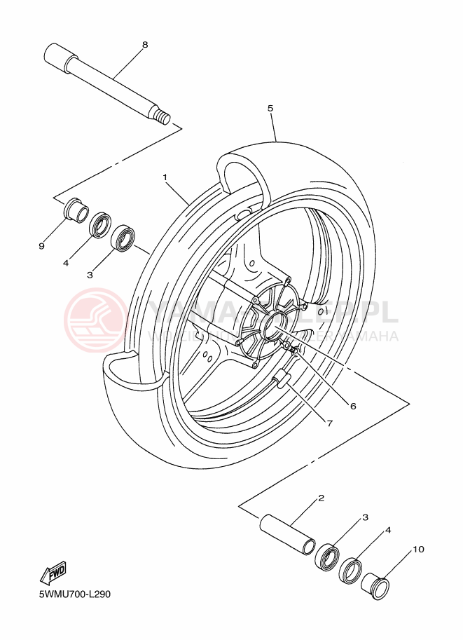 Schemat "Koło przód" do Yamaha XJR 1300