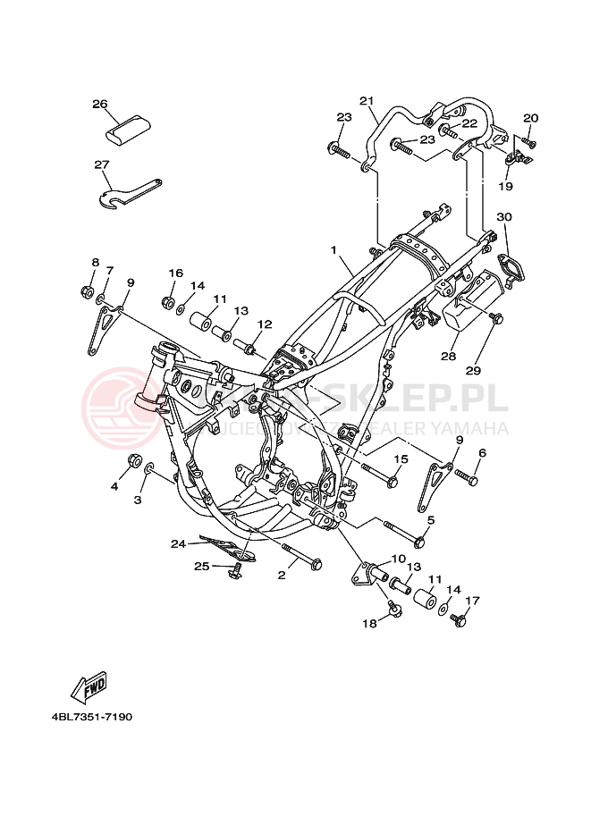 Schemat "rama" do Yamaha DT125RE