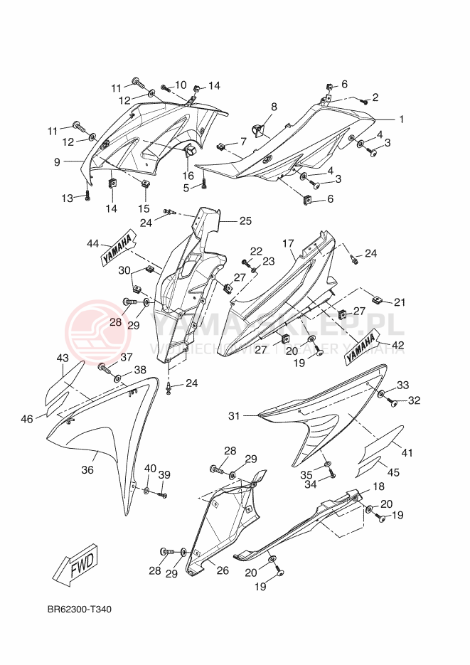 Schemat "elementy nadwozia" do Yamaha YZF-R125