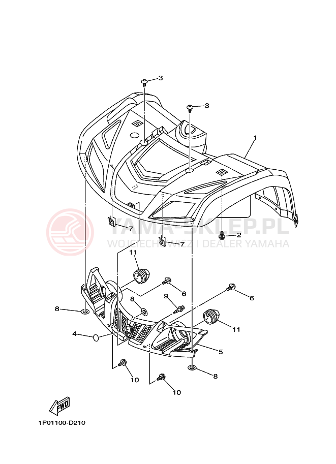 Schemat "Przedni błotnik" do Yamaha BIG BEAR 250