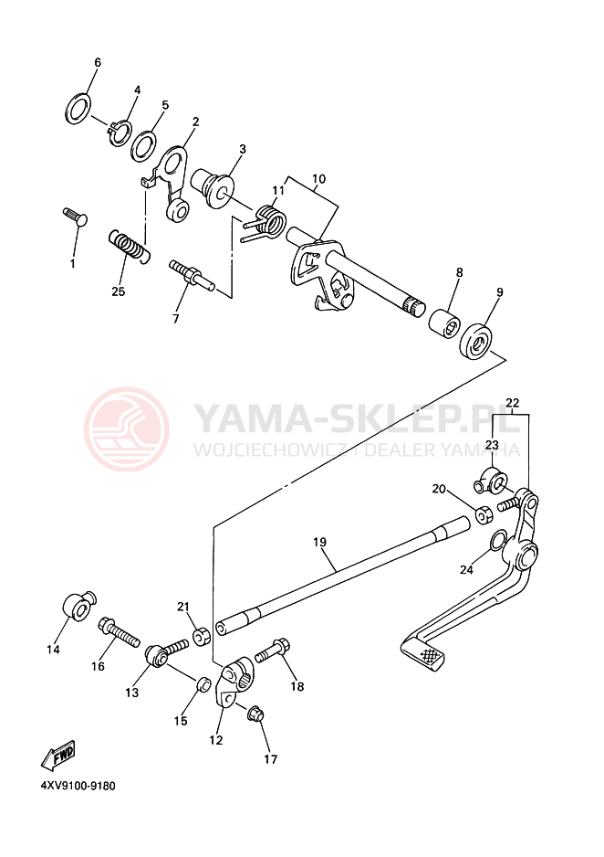 Schemat "Dźwignia zmiany biegów, wałek" do Yamaha YZF-R1 R1