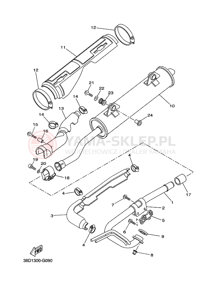Schemat "Wydech końcowy" do Yamaha GRIZZLY 350