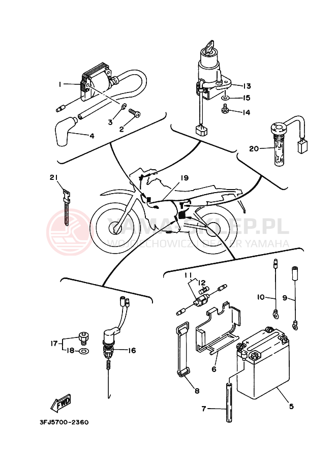 Schemat "układ elektryczny" do Yamaha DT175 DT175G