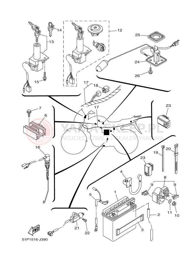 Schemat "układ elektryczny" do Yamaha YBR125ESD