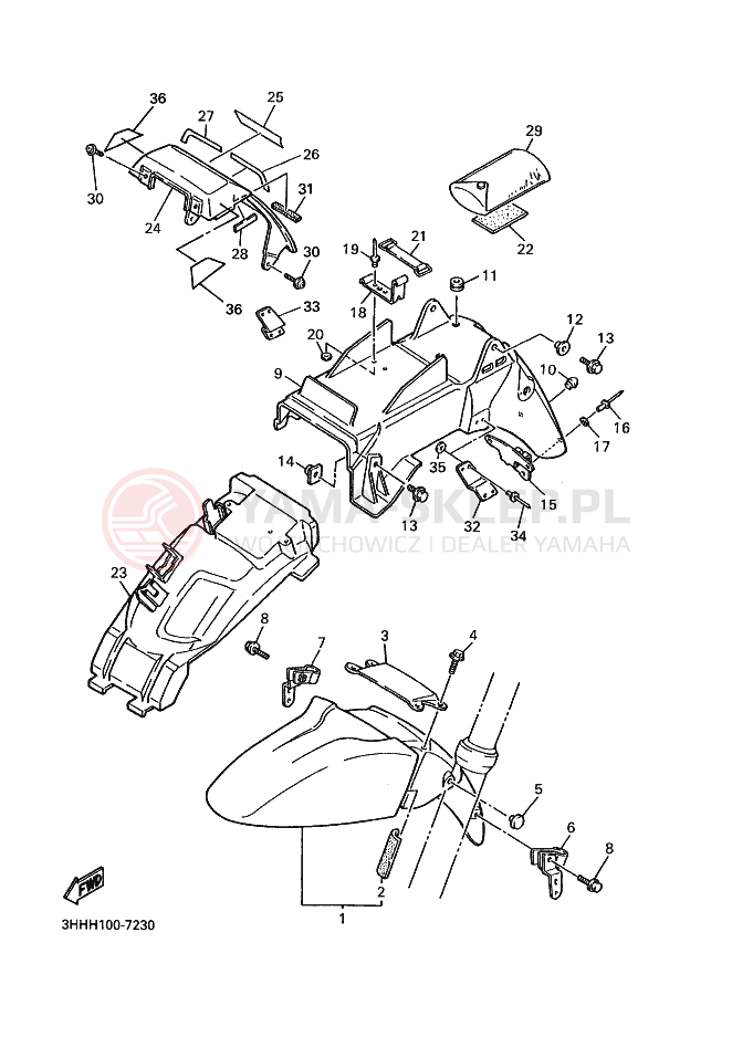 Schemat "błotnik" do Yamaha FZR600 GENESIS
