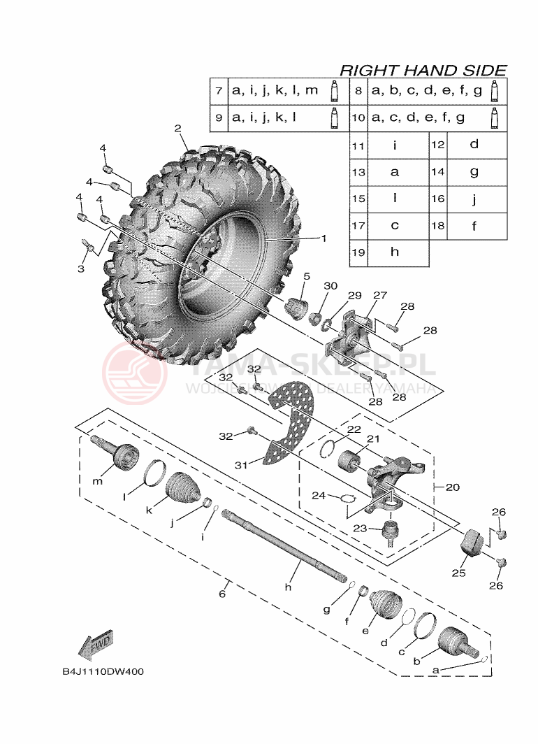 Schemat "Koło przód" do Yamaha WOLVERINE RMAX EPS SE
