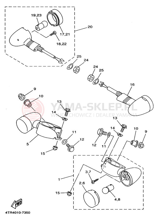 Schemat "kierunkowskazy" do Yamaha XVS400 DRAGSTAR