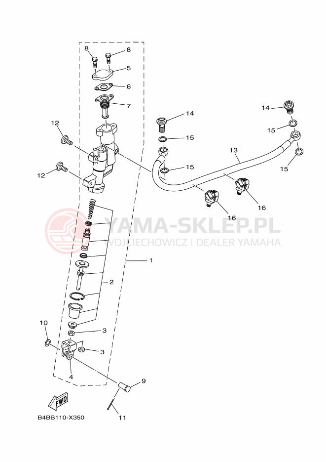 Schemat "Pompa hamulcowa tył" do Yamaha YZ85