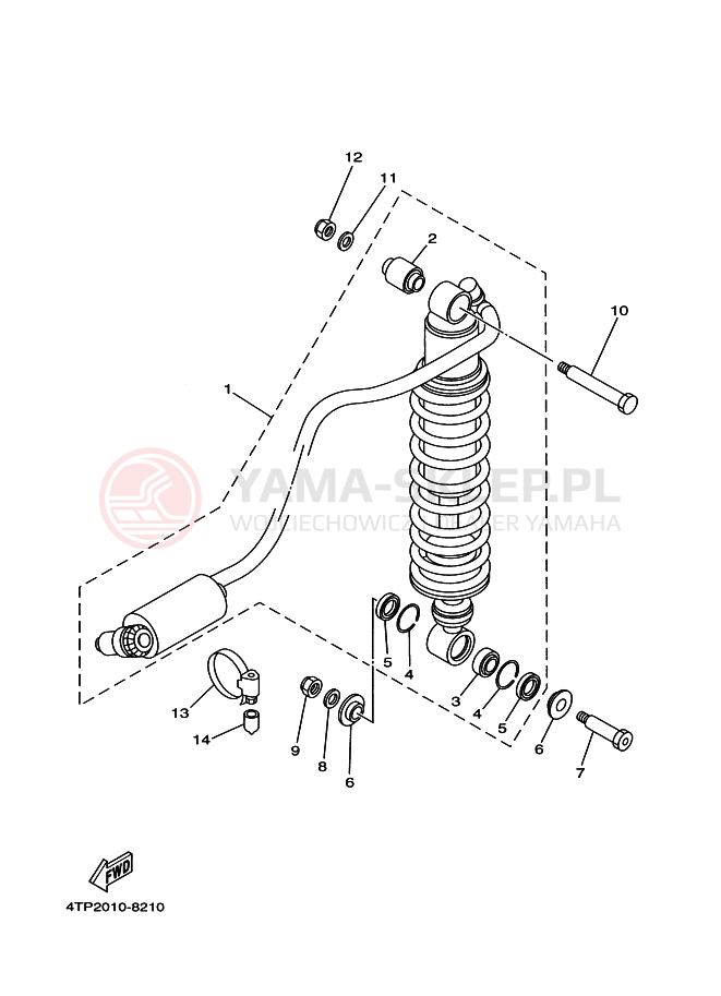 Schemat "zawieszenie tył" do Yamaha DT230 DT230L