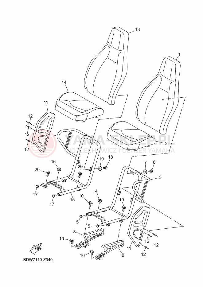 Schemat "siedzenie" do Yamaha YXZ1000R