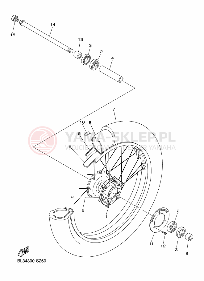 Schemat "Koło przód" do Yamaha SCR950