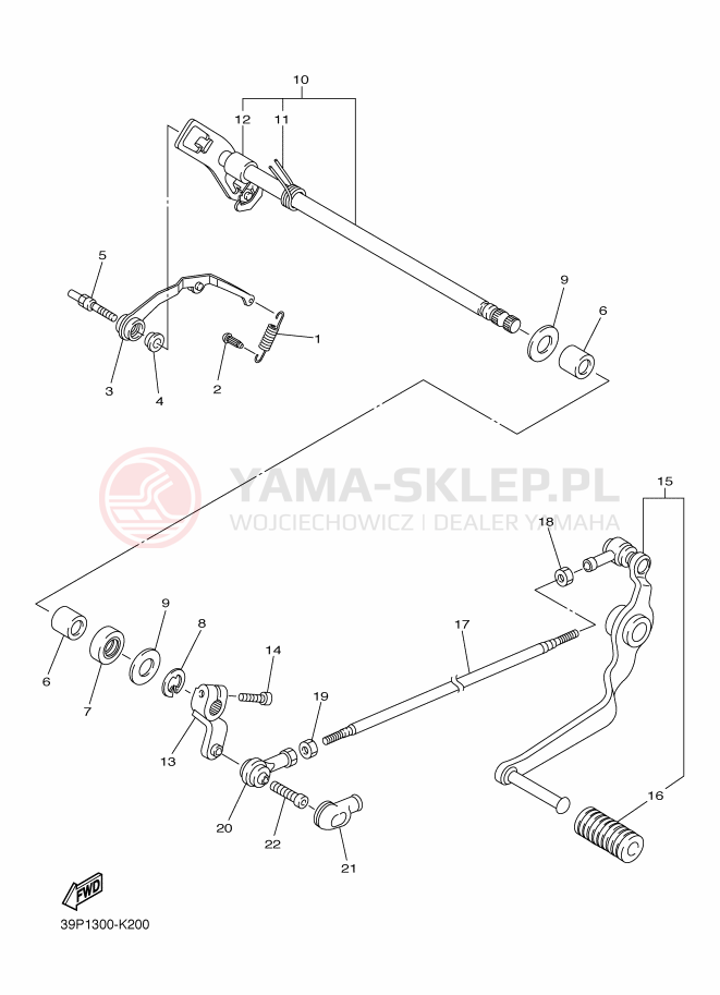 Schemat "Dźwignia zmiany biegów, wałek" do Yamaha FZ8-N