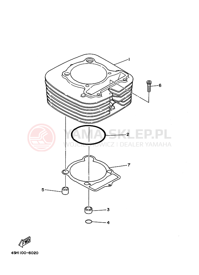 Schemat "cylinder" do Yamaha YFM400FW