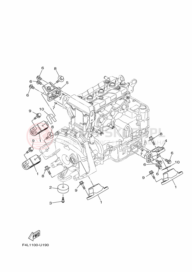 Schemat "Mocowanie silnika" do Yamaha EXR
