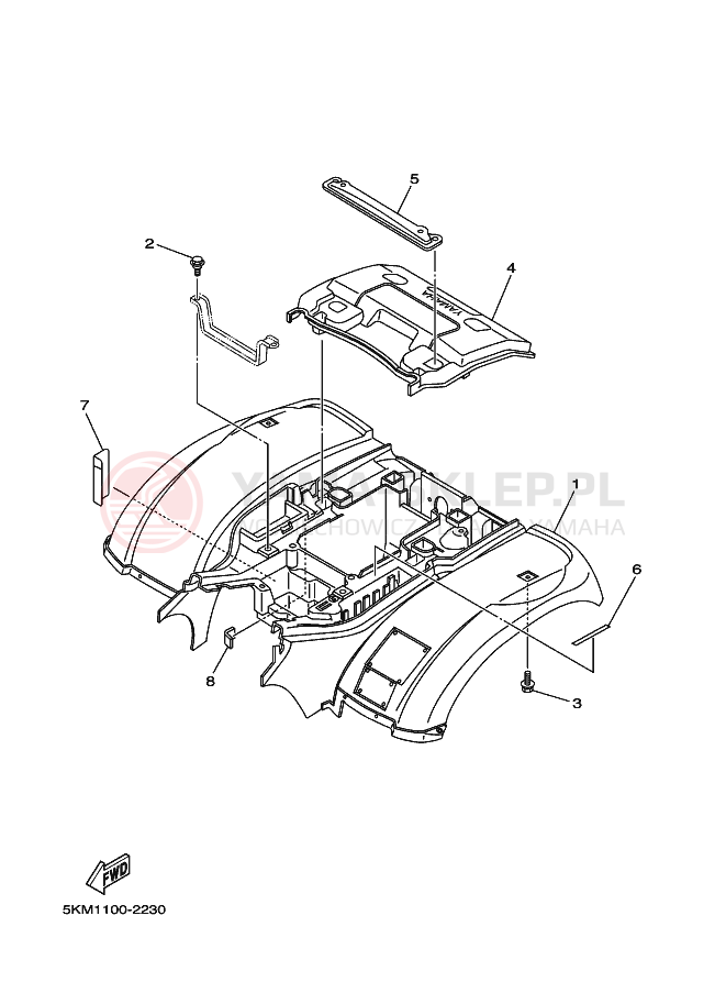 Schemat "Tylny błotnik" do Yamaha GRIZZLY