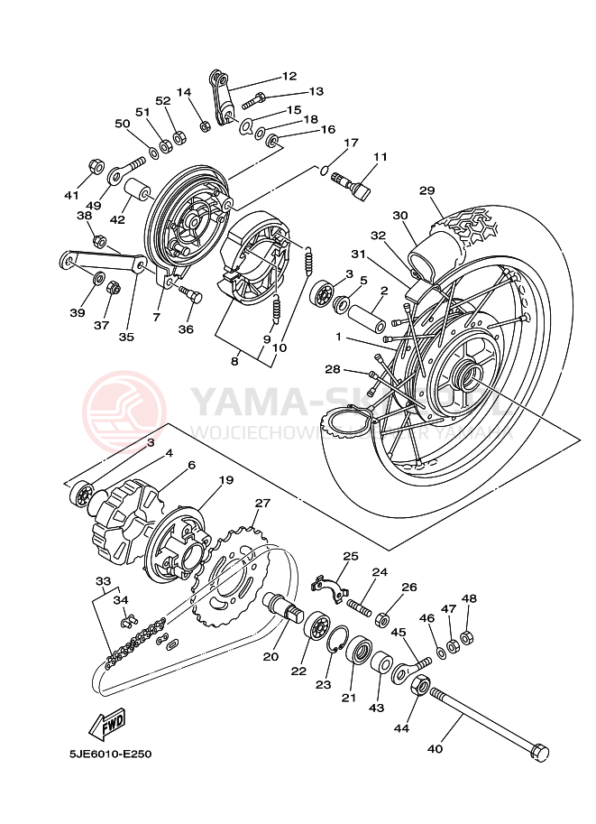 Schemat "Koło tył" do Yamaha YB-1 YB1-4