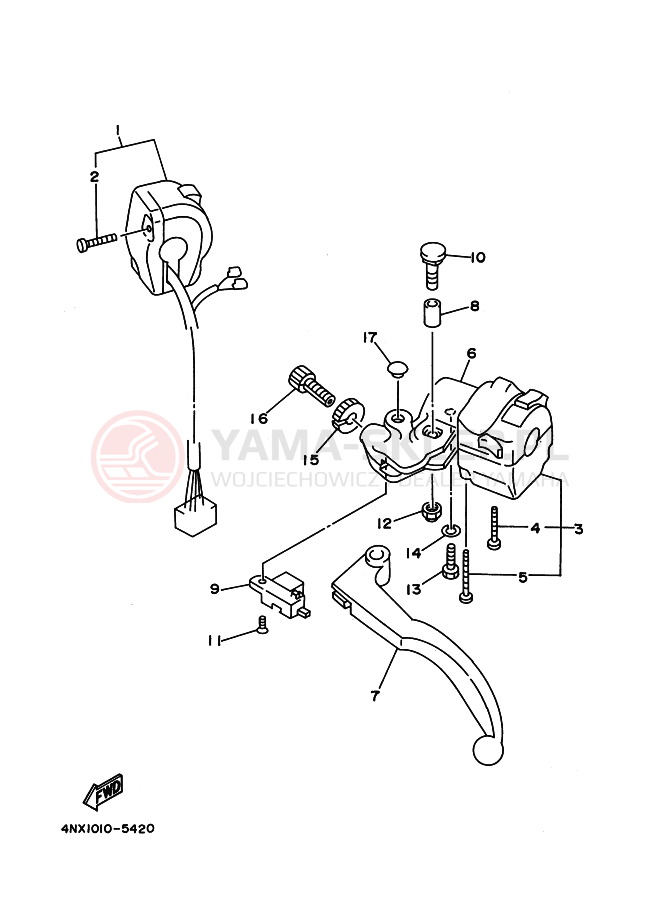 Schemat "Kierownica i osprzęt" do Yamaha TRX850