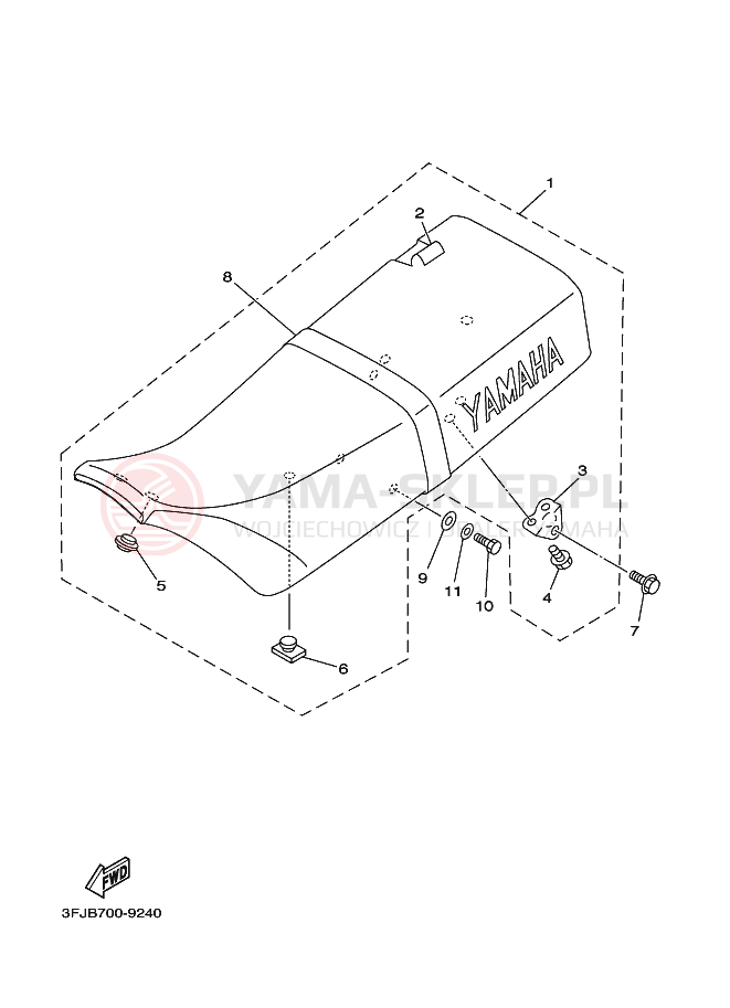 Schemat "siedzenie" do Yamaha DT175 DT175L