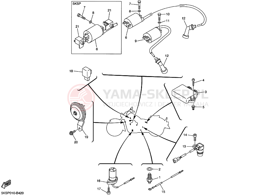 Schemat "układ elektryczny" do Yamaha XVS1100A DRAGSTAR 1100 CLASSIC