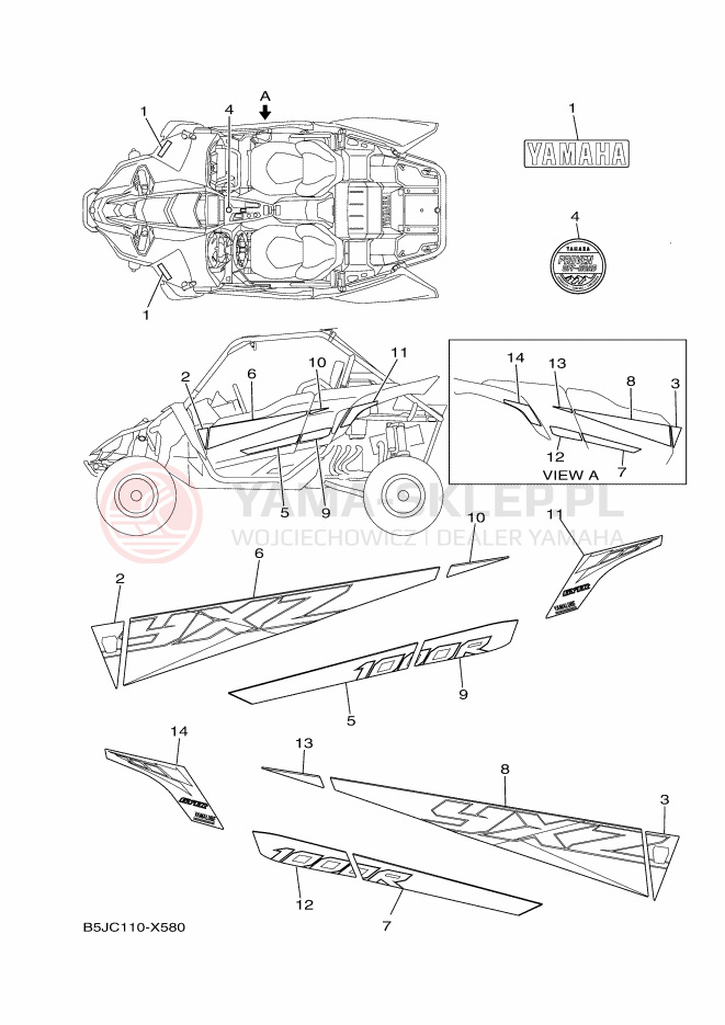 Schemat "Naklejki" do Yamaha YXZ1000R