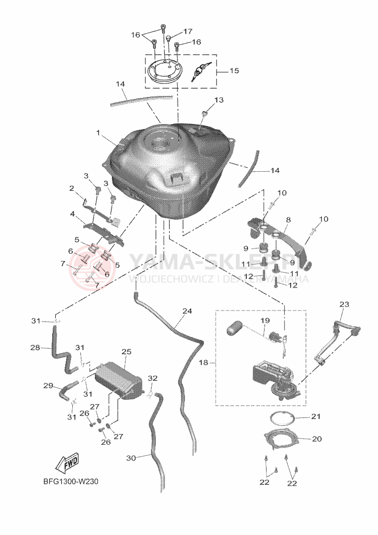 Schemat "zbiornik paliwa" do Yamaha XSR125