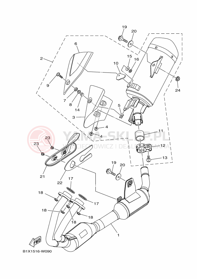 Schemat "Wydech końcowy" do Yamaha YZF-R3